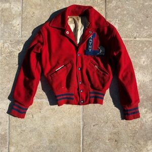 Red Vintage Speedline Varsity Jacket